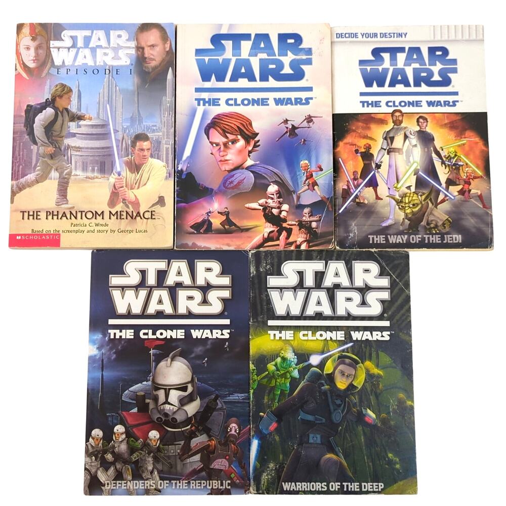Star Wars Kids Paperback Book Lot 5: Phantom Menace, Clone Wars Decides Destiny